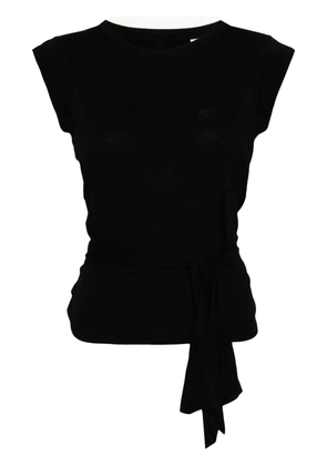 VETEMENTS strap-detail cap-sleeves T-shirt - Black