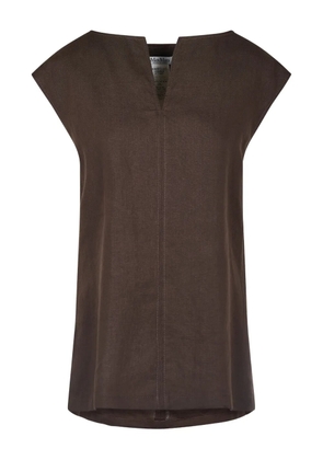 Max Mara cap-sleeve linen top - Brown