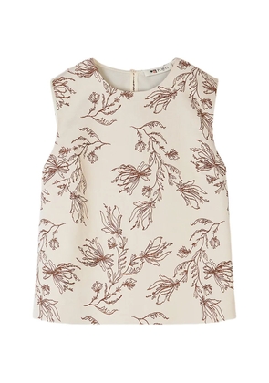 Ports 1961 floral-embroidered top - Neutrals