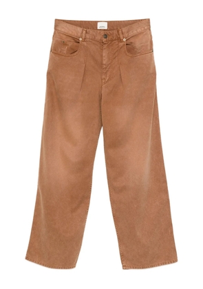 ISABEL MARANT pleat cotton straight-leg jeans - Brown