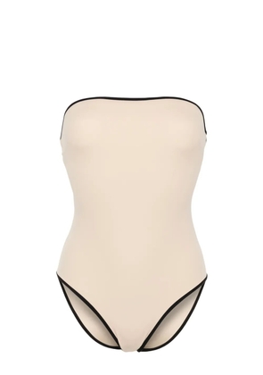 TOTEME striped-edge strapless swimsuit - Neutrals