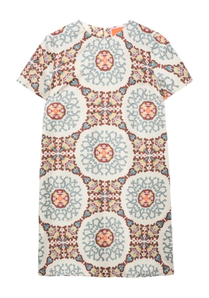 La DoubleJ swing printed silk dress - White