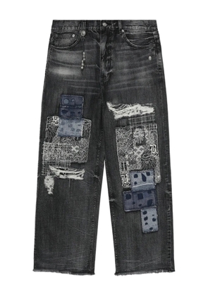 A BATHING APE® patchwork frayed loose-fit jeans - Black