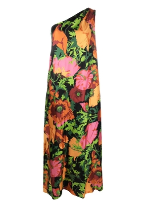 La DoubleJ floral-print one shoulder dress - Black