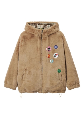 Mini Cream hooded appliqué jacket - Neutrals