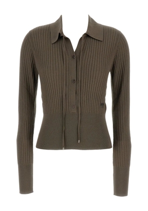 FENDI ribbed embroidered knitwear - Brown