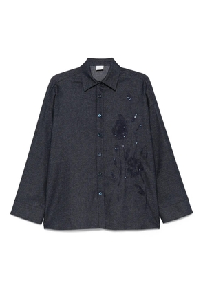 Eleventy sequin-embellished wool-blend shirt - Blue
