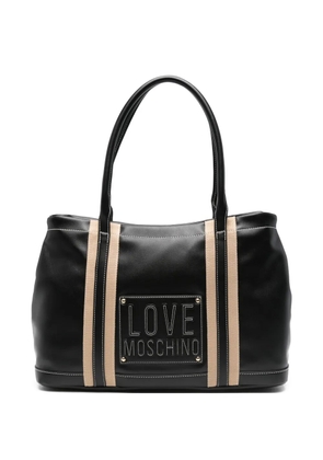 Love Moschino logo-patch shoulder bag - Black
