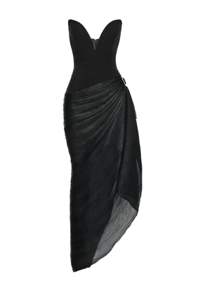V:PM ATELIER Tess sweetheart-neckline pleated maxi dress - Black