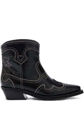 GANNI stitched pointed boots - Black