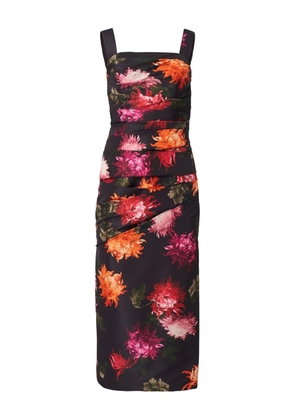 Carolina Herrera chrysanthemum-print draped midi dress - Black