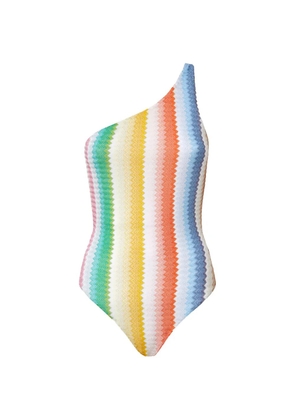 Missoni striped one-shoulder swimsuit - White