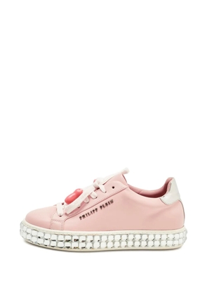 Philipp Plein crystal-embellished leather sneakers - Pink