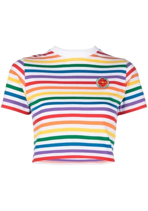 Casablanca striped cropped T-shirt - White