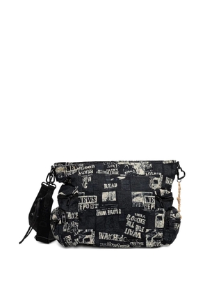 Desigual newspaper-print zip-top satchel bag - Black