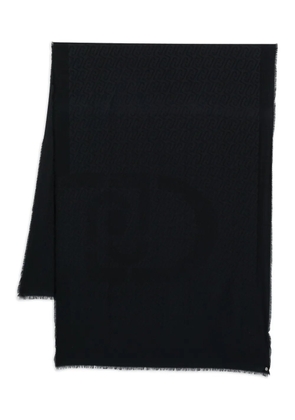LIU JO monogram fringed scarf - Black