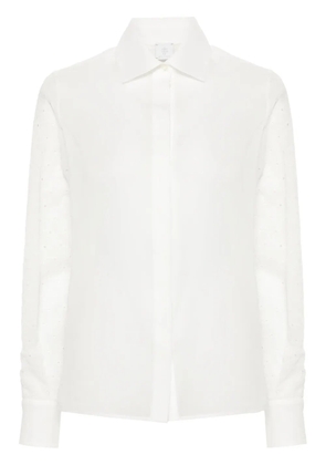 Eleventy embroidered semi-sheer shirt - White