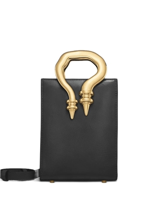 OKHTEIN mini patent leather sculpted-handle tote bag - Black