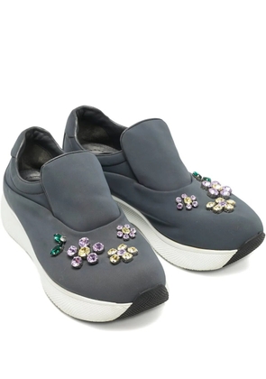 Prada Pre-Owned crystal-embellished flowers sneakers - Grey