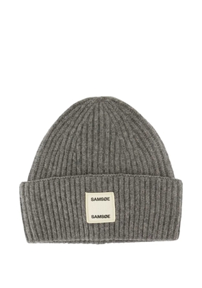 SAMSOE SAMSOE ribbed wool beanie - Grey