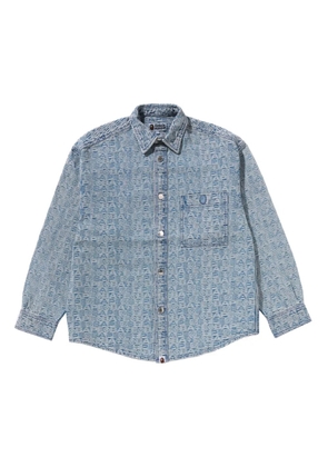 A BATHING APE® monogram-print denim shirt - Blue