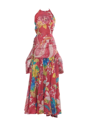 Lancetti Vintage floral-print organza maxi dress - Pink