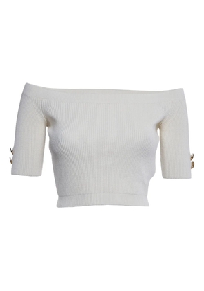 Elisabetta Franchi pre-owned off-shoulder ribbed top - White