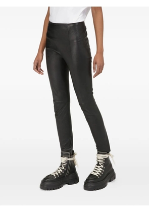 Bally logo-embroidered leather leggings - Black