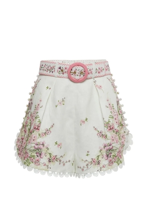 ZIMMERMANN linen floral-print shorts - White