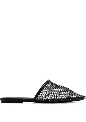 Schutz crystal-embellished mesh flat mules - Black