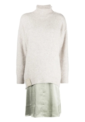 izzue shoulder-zip high-neck dress - Neutrals