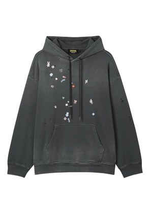 Mini Cream appliqué distressed hoodie - Grey