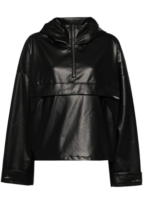 izzue logo-tag half zip jacket - Black