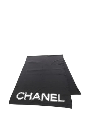 CHANEL Pre-Owned 1986-1988 logo-print wool scarf - Black