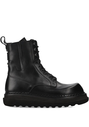 Premiata lace-up zip boots - Black
