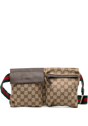 Gucci Pre-Owned 2000-2015 GG Canvas Web Double Pocket belt bag - Brown