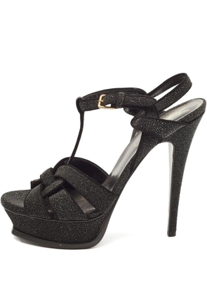 Saint Laurent Pre-Owned 145mm platform t-strap sandals - Black
