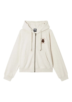 FINGERCROXX embroidered bigfoot zip-up hoodie - Neutrals