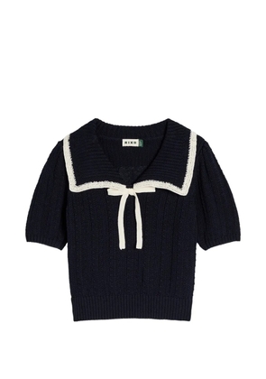 Rixo Pippa bow collared knitted top - Blue