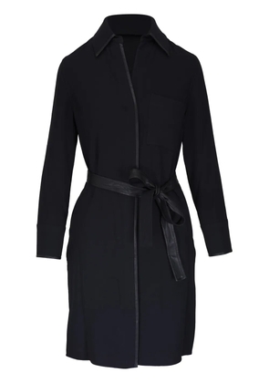 Vince faux-leather trim shirt dress - Black