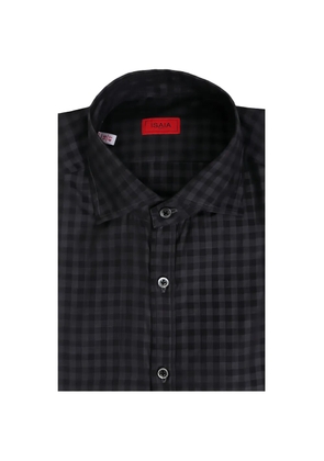 Isaia checked-pattern button shirt - Grey