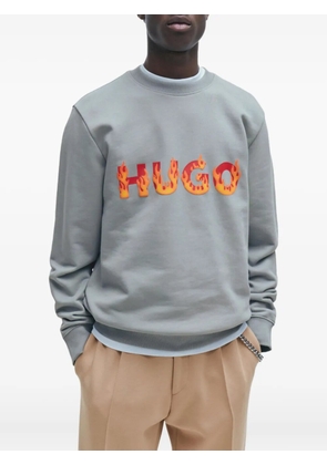 HUGO flame-logo cotton sweater - Grey