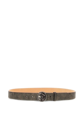 Roberto Cavalli logo circular-buckle belt - Grey