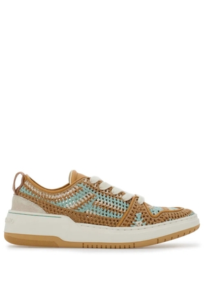 Ferragamo panelled macramé-detail sneakers - Brown