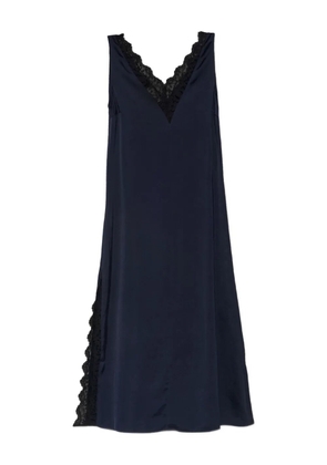 Officine Generale lace-trim V-neck midi dress - Blue