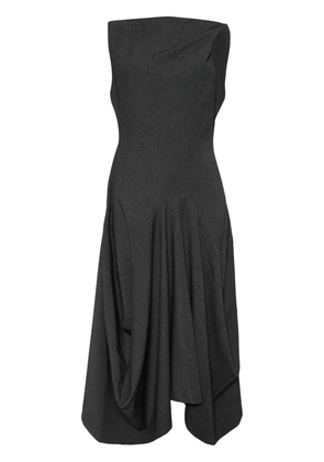 Goen.J twisted-shoulder structured draping midi dress - Grey