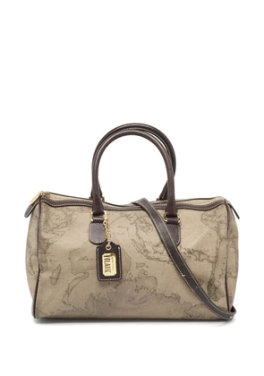 ALVIERO MARTINI 1° CLASSE 1990s map-print satchel bag - Brown