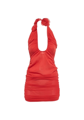 alice + olivia rose ruching silk dress - Red