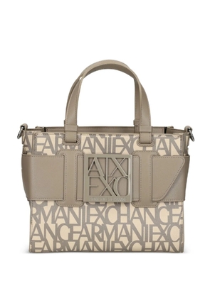 Armani Exchange logo-plaque buckle tote bag - Brown