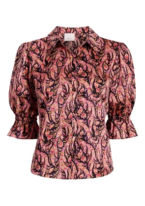 Cinq A Sept paisley puff-sleeve top - Red